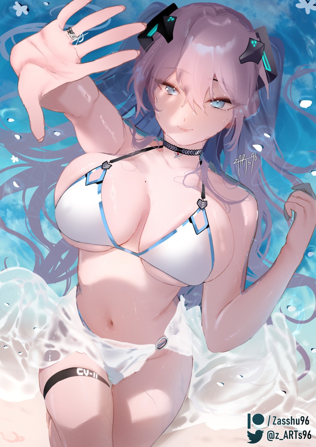 azur_lane bikini garter intrepid_(azur_lane) see_through swimsuits wet zasshu