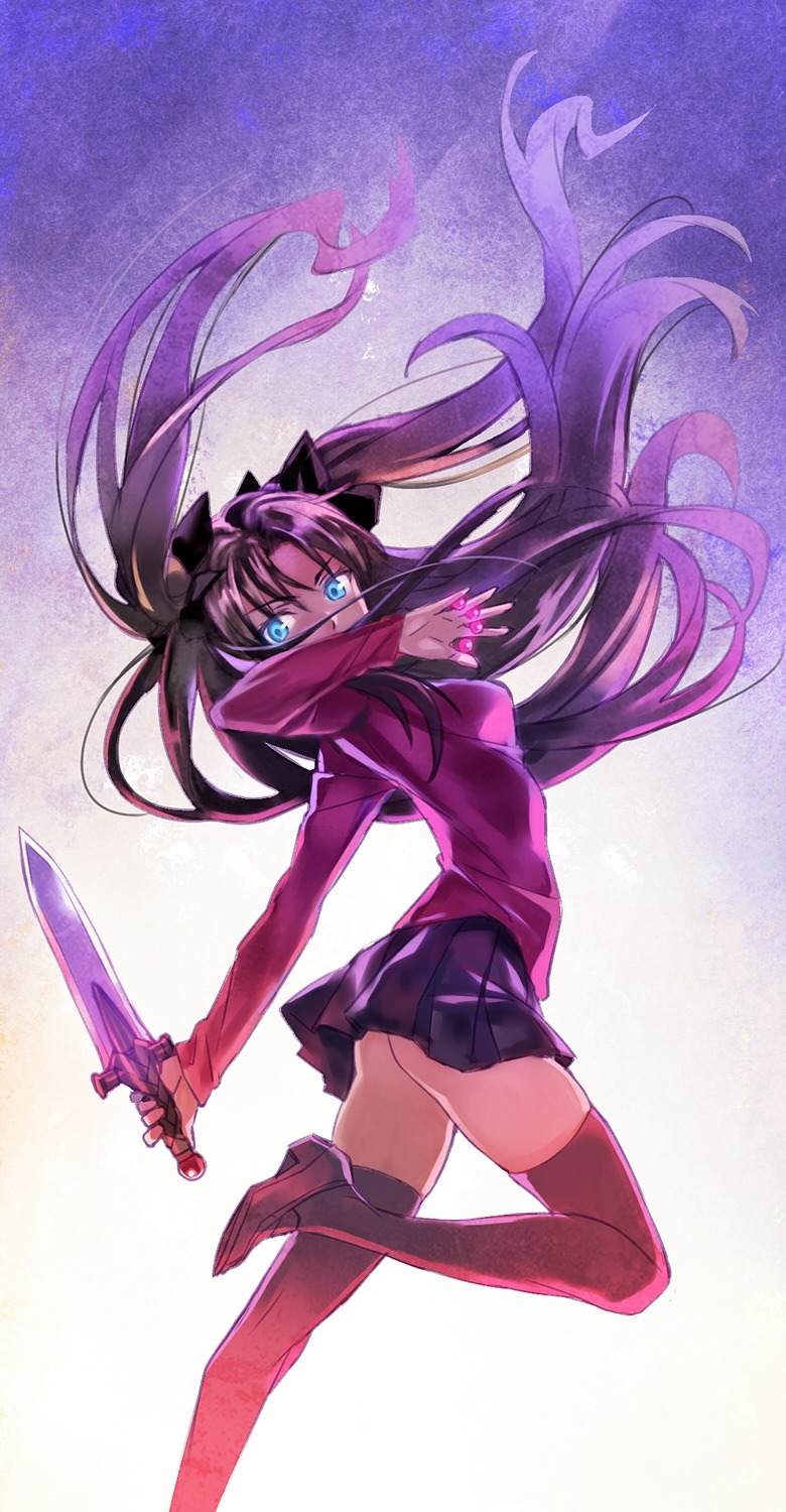 fate/stay_night matsuryuu thighhighs toosaka_rin weapon