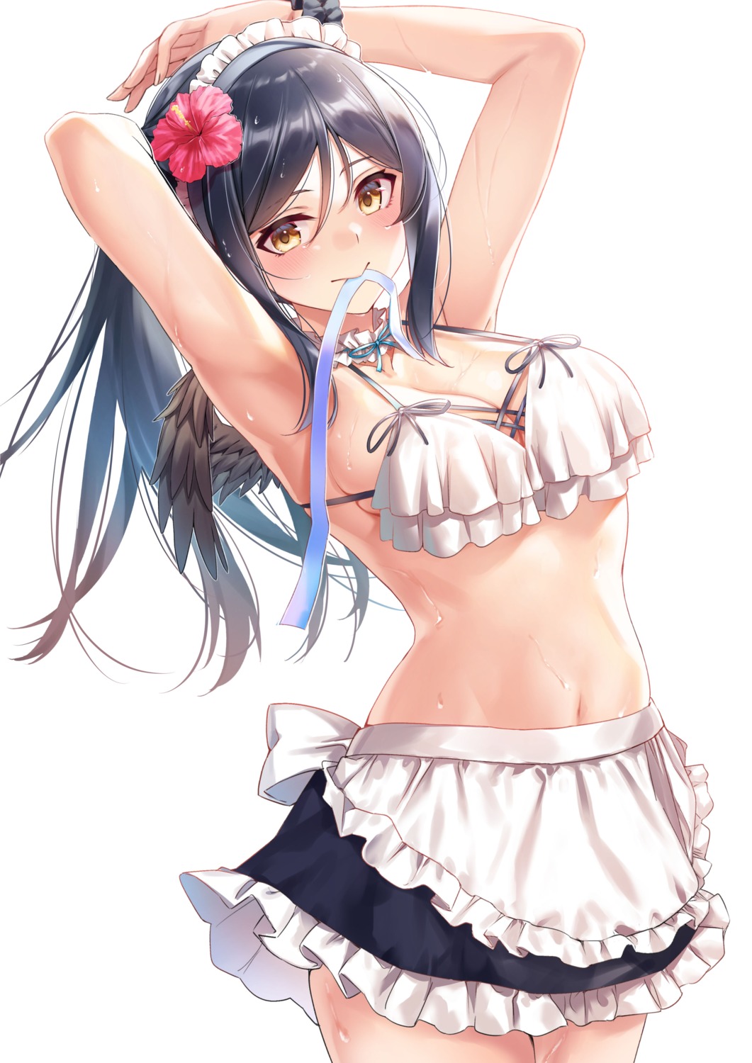 bikini_top hachiroku_(hatirokusann86) maid swimsuits wet wings