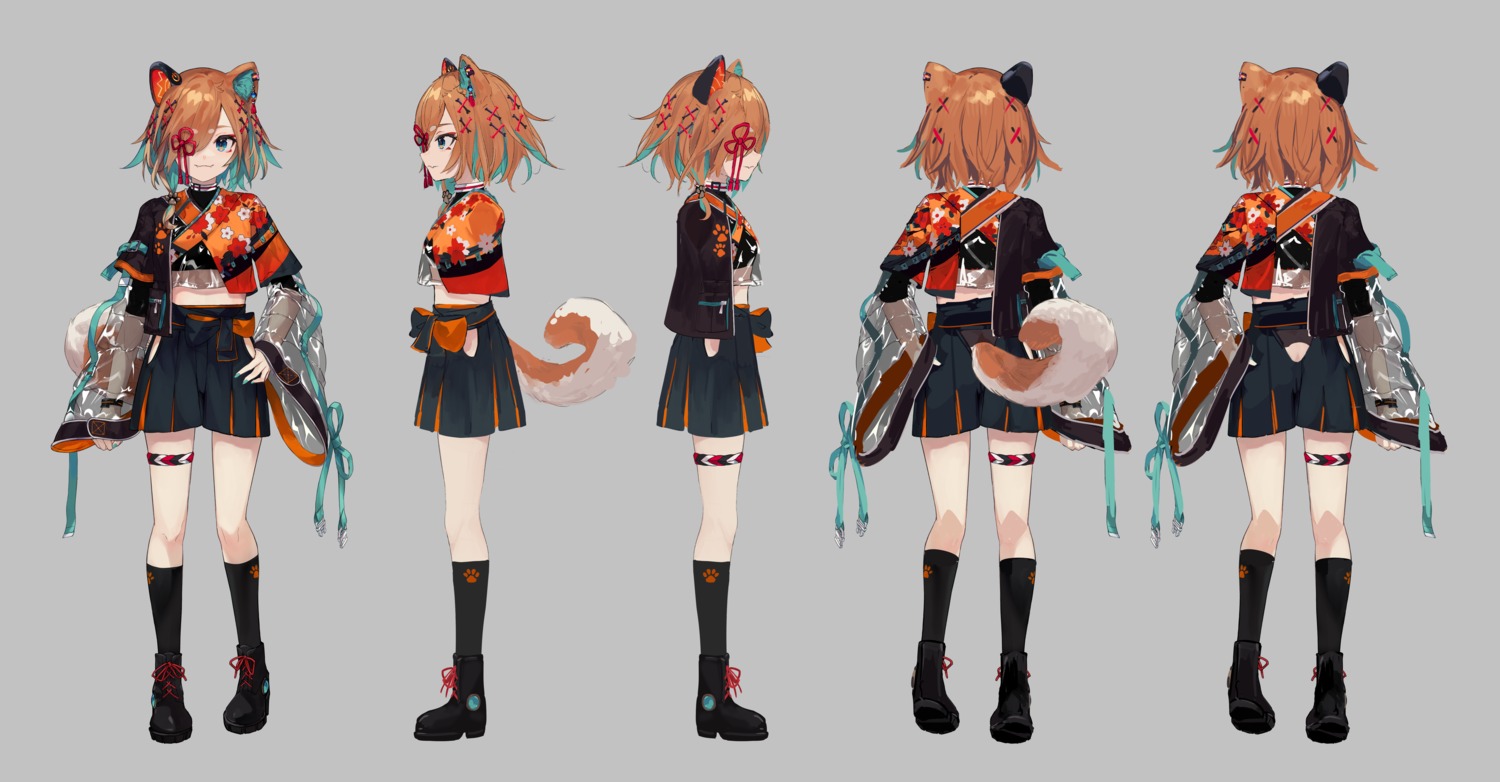 animal_ears character_design garter makihitsuji see_through tail