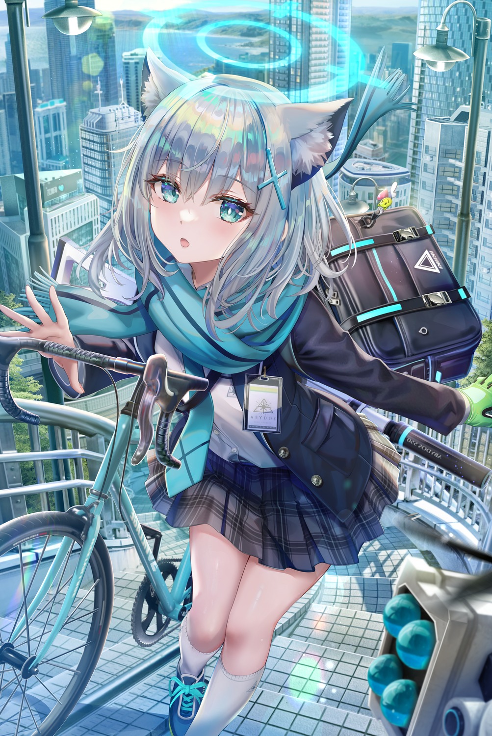 animal_ears blue_archive halo nekomimi seifuku sunaookami_shiroko torino_akua