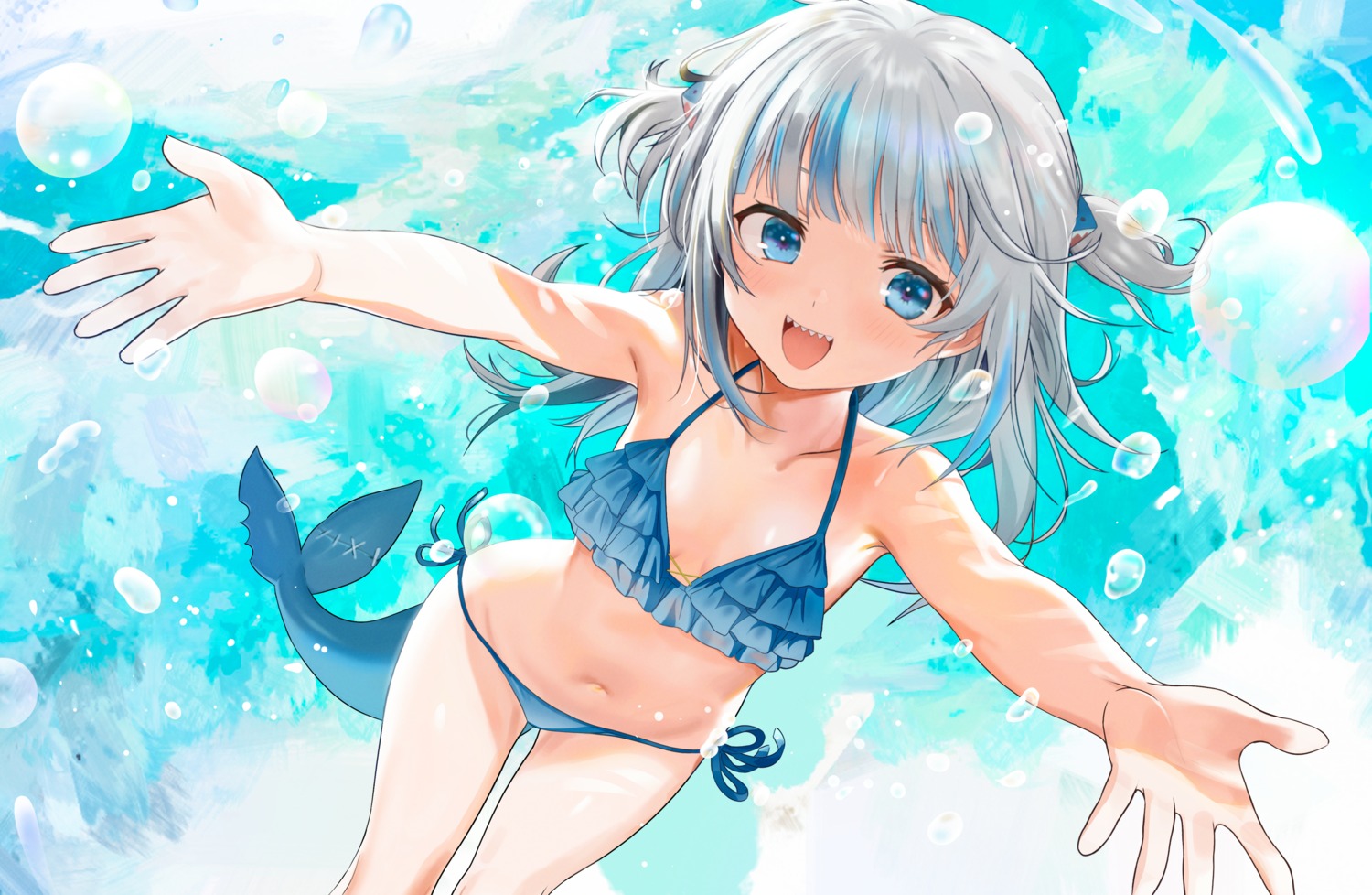 bikini gawr_gura hololive hololive_english seicoh swimsuits tail