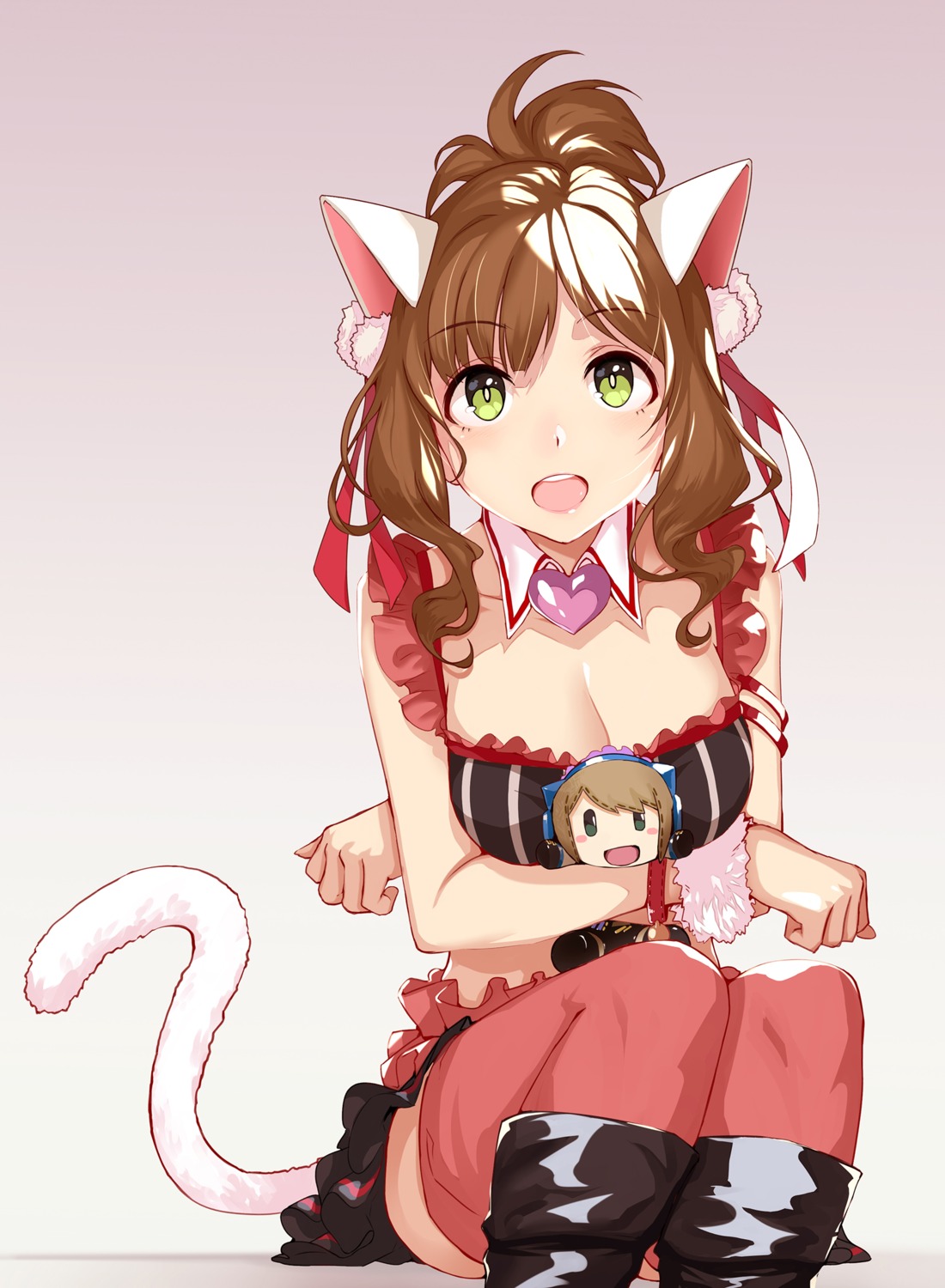 animal_ears breast_hold cleavage maekawa_miku nekomimi realmbw tail the_idolm@ster the_idolm@ster_cinderella_girls thighhighs