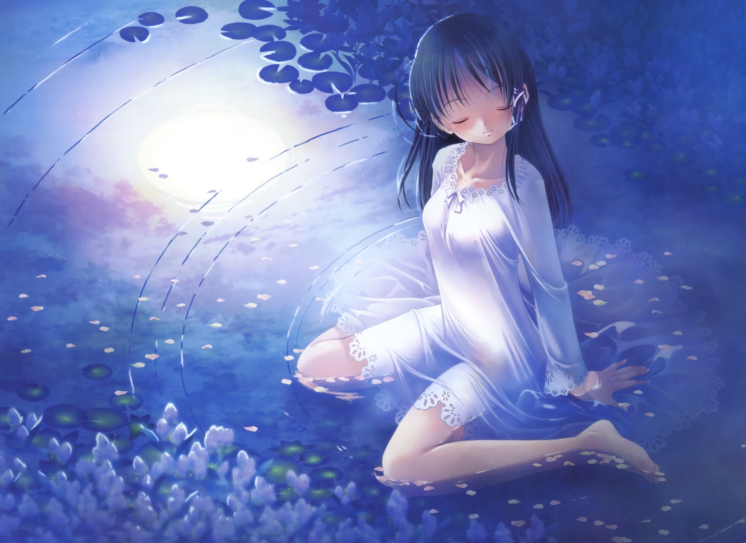 august dress fortune_arterial kuze_kiriha wet_clothes yuuro