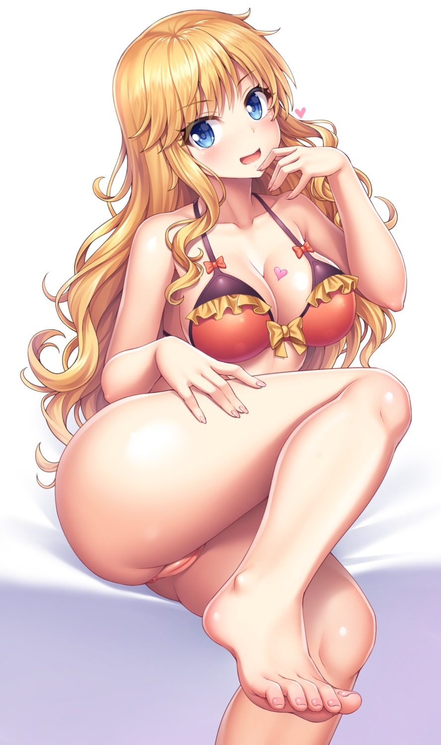 anus bikini_top bottomless cleavage feet lambda_(artist) ootsuki_yui pussy swimsuits the_idolm@ster the_idolm@ster_cinderella_girls uncensored