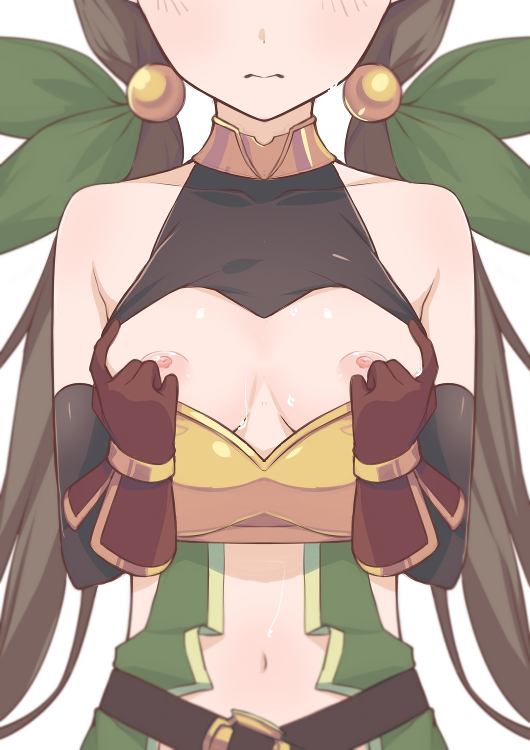 ayumi_(princess_connect) bikini_armor breasts morisobo nipples princess_connect undressing
