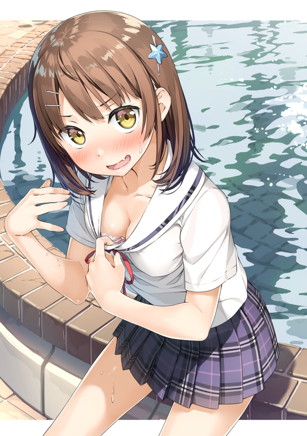 bra cleavage kantoku seifuku