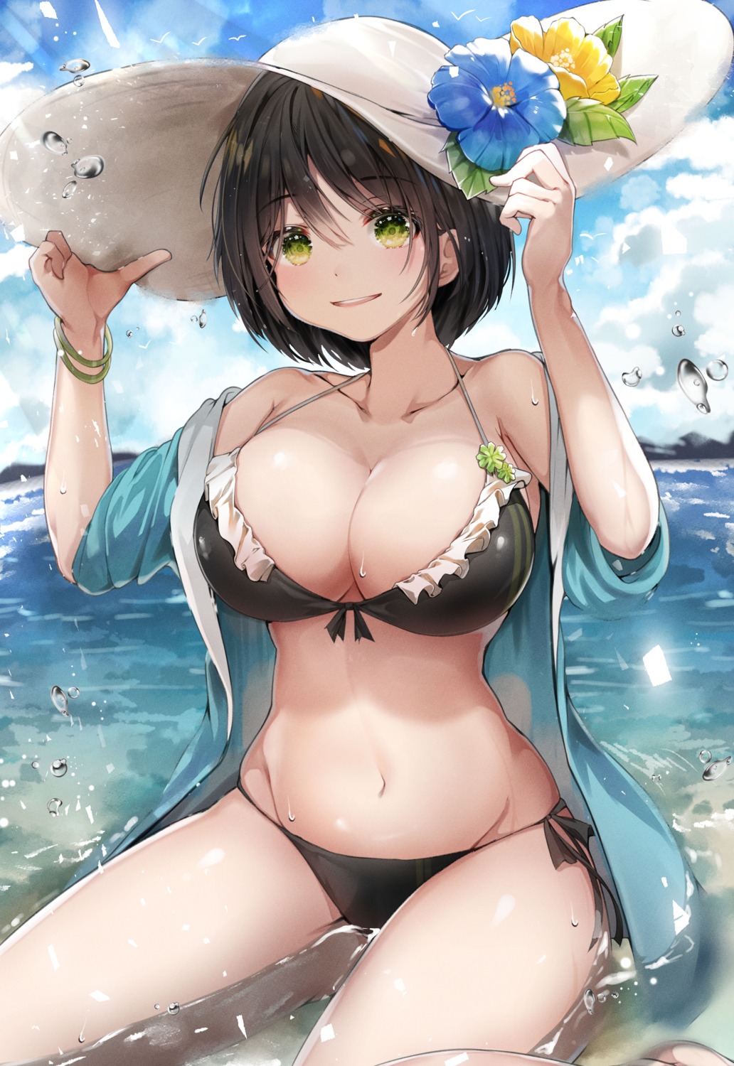 bikini hiromaster_sinta_jh open_shirt swimsuits wet