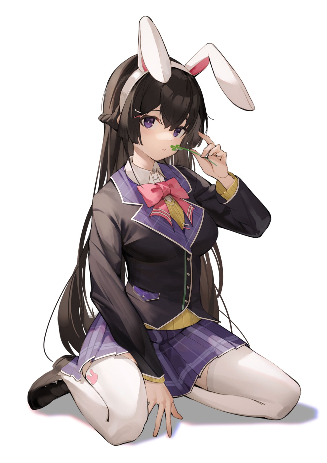 animal_ears bunny_ears nijisanji seifuku sweater thighhighs tsukino_mito