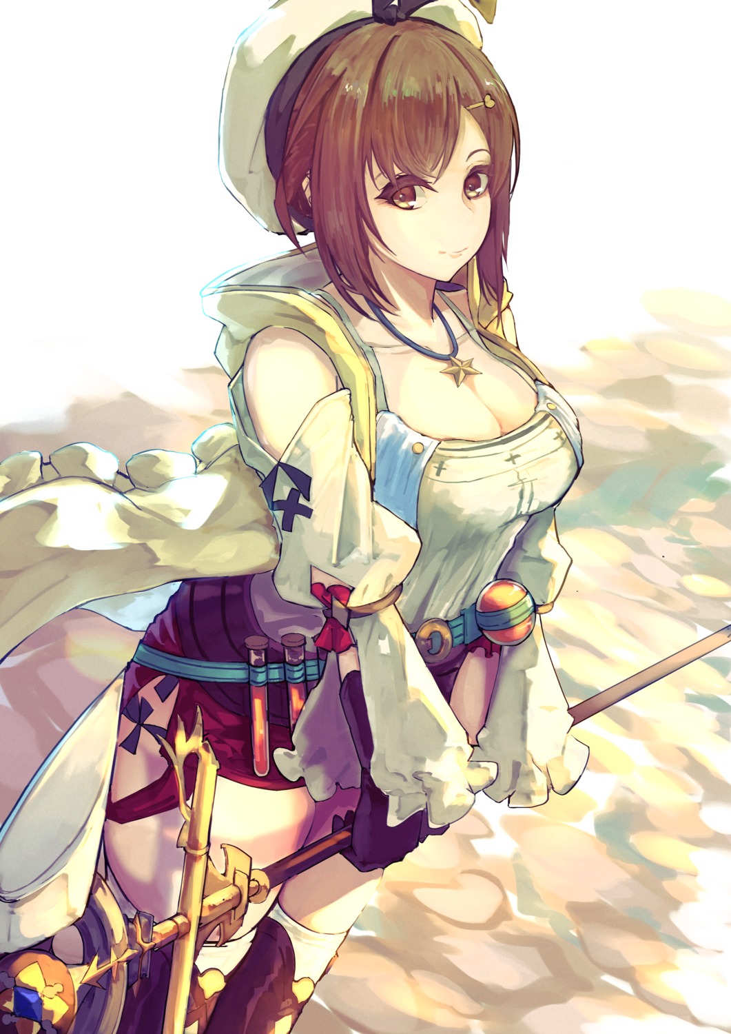 atelier atelier_ryza cleavage kansuke_(pixiv) reisalin_stout thighhighs weapon