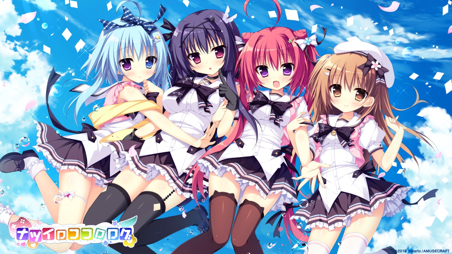 garter hearts heterochromia nagi_kisara nanakuni_kotone natsuiro_kokoro_log ominae_rin seifuku shiromochi_sakura stockings thighhighs tokiwa_kuon wallpaper