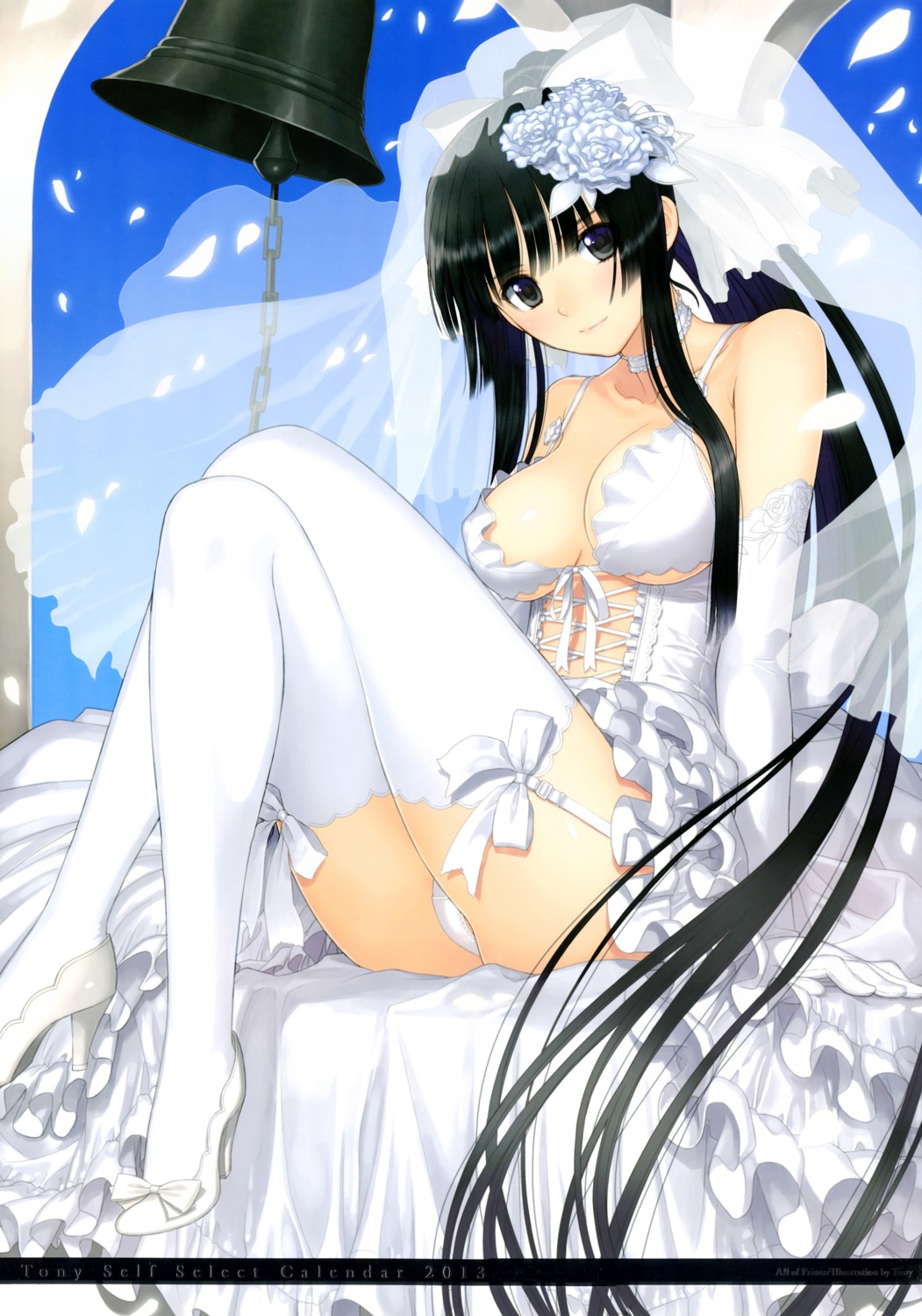 bra cleavage dress heels pantsu stockings thighhighs tony_taka wedding_dress