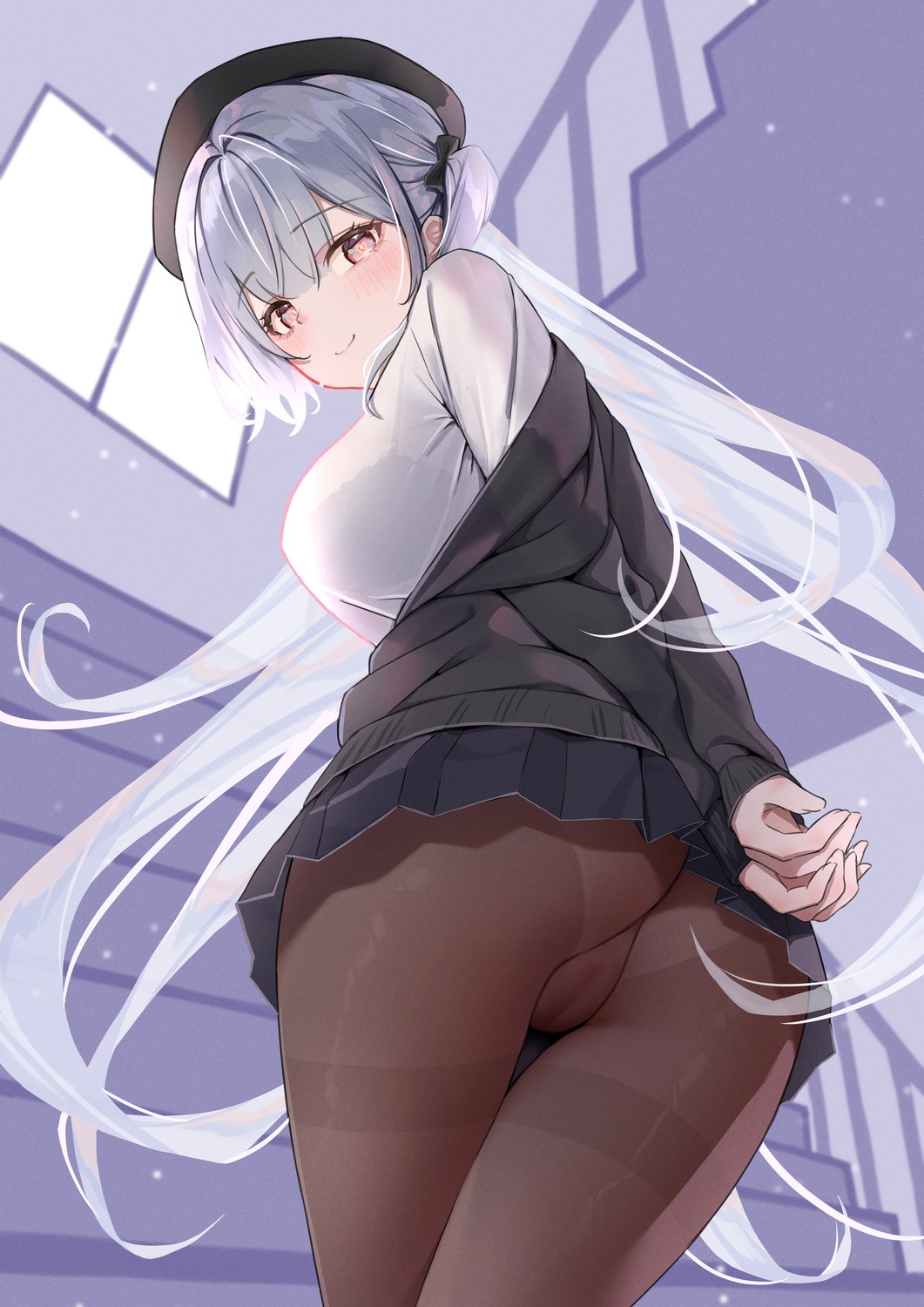 ass azur_lane bra cameltoe classic_(zildjian33) pantsu pantyhose scylla_(azur_lane) see_through seifuku sweater