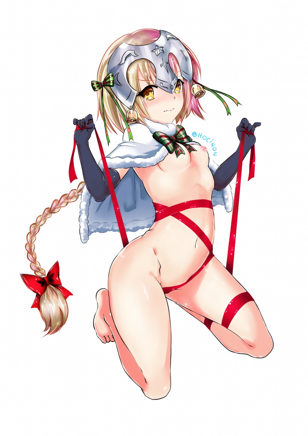fate/grand_order hocinon jeanne_d'arc_alter_santa_lily loli naked_cape naked_ribbon nipples