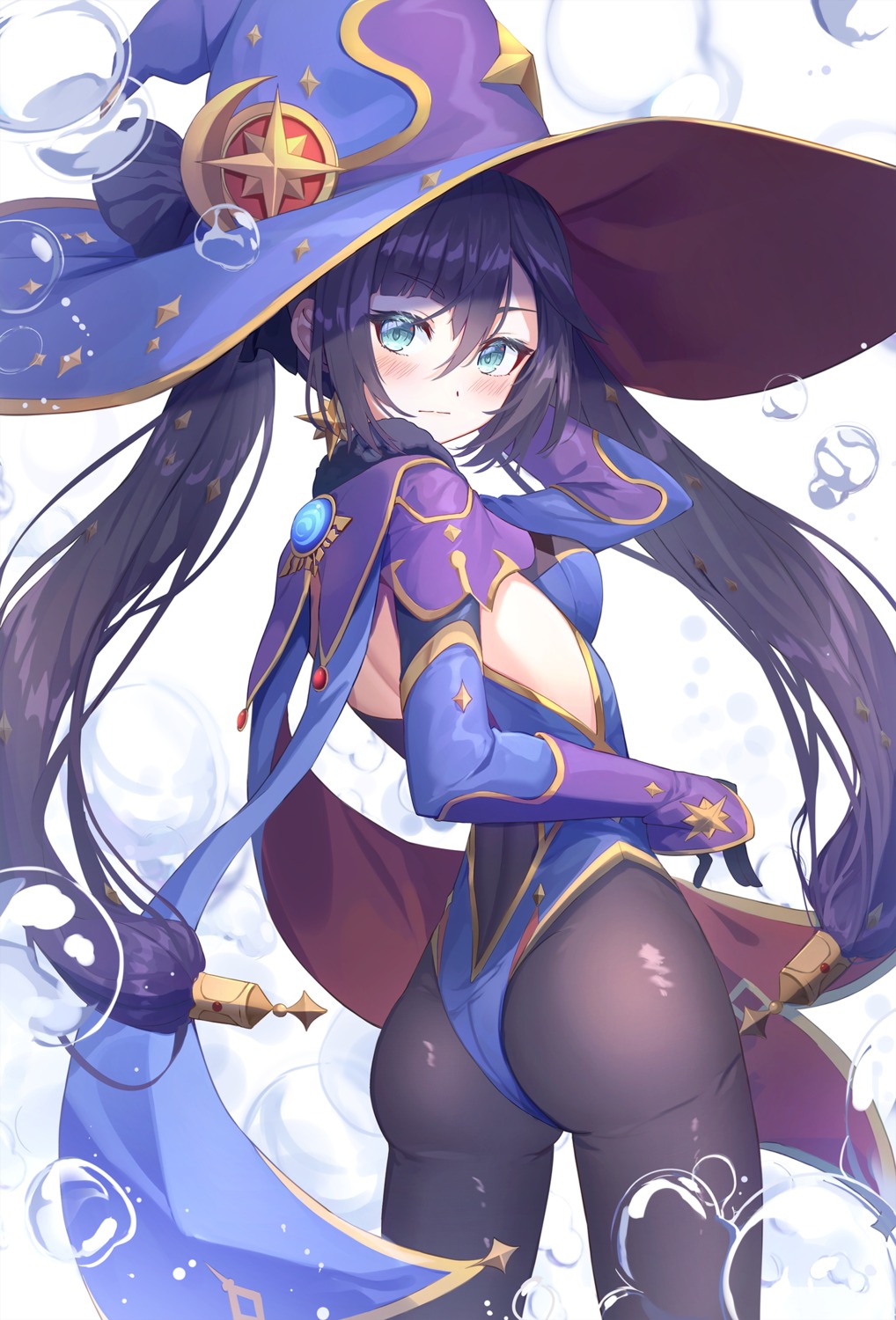 ass genshin_impact leotard mona_megistus no_bra pantyhose seero witch