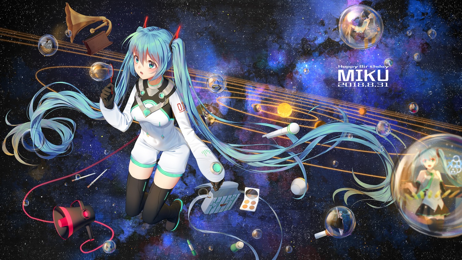 bodysuit hatsune_miku ji_dao_ji thighhighs vocaloid wallpaper