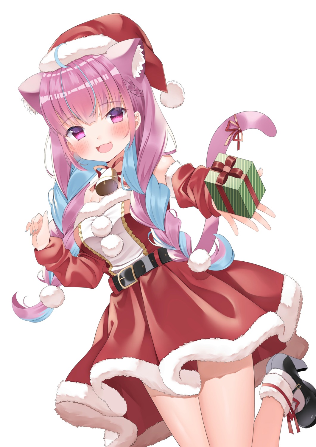 animal_ears christmas heels hololive minato_aqua mymerody4649 nekomimi skirt_lift tail