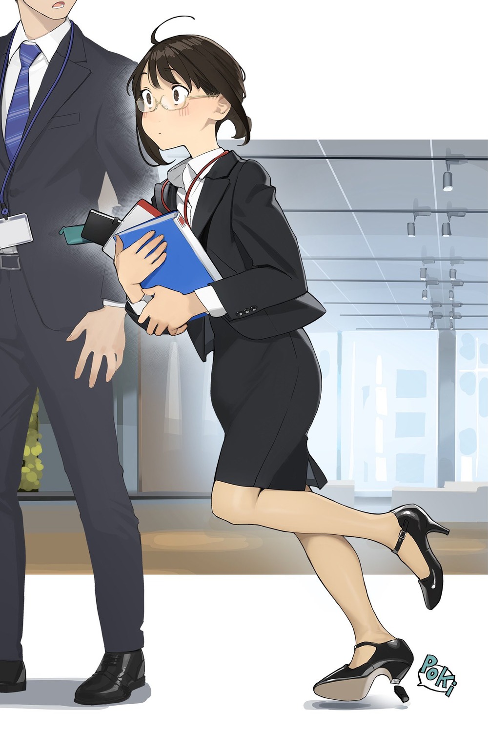 business_suit ganbare_douki-chan heels megane yom