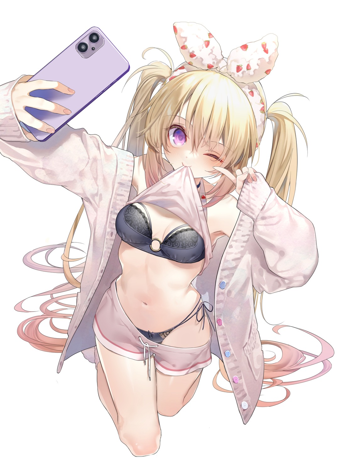 bra kise_itsuki pantsu selfie shirt_lift