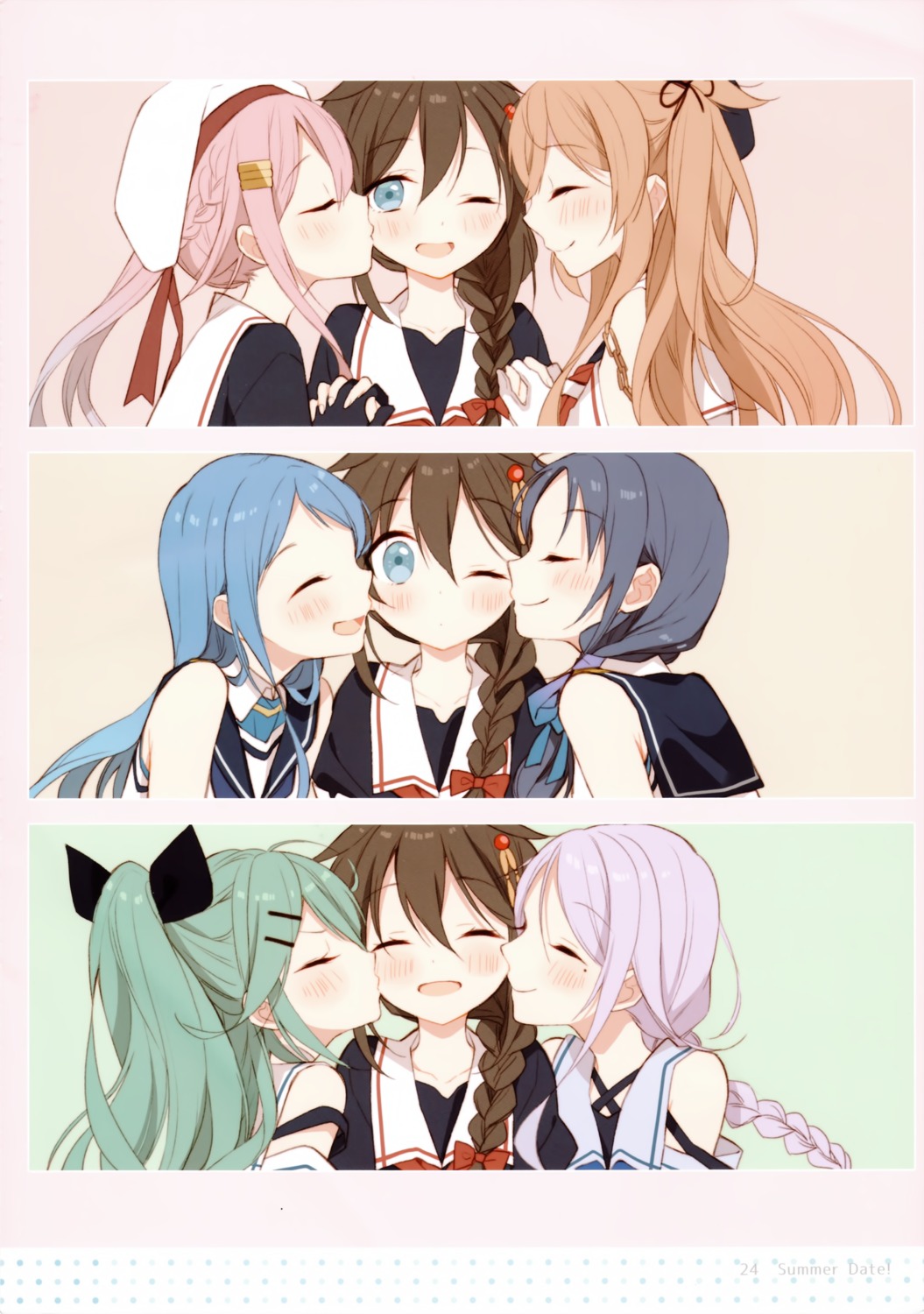 harusame_(kancolle) kantai_collection moni murasame_(kancolle) naoto samidare_(kancolle) seifuku shigure_(kancolle) suzukaze_(kancolle) umikaze_(kancolle) yamakaze_(kancolle) yuri