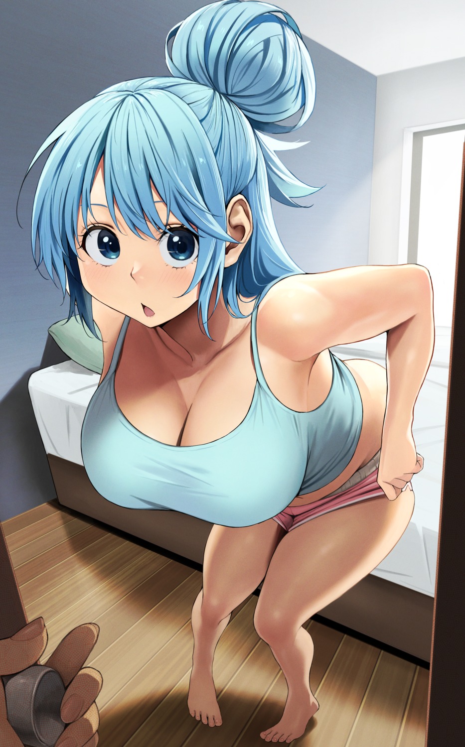 aqua_(konosuba) izawa_(bhive003) kono_subarashii_sekai_ni_shukufuku_wo! pantsu undressing