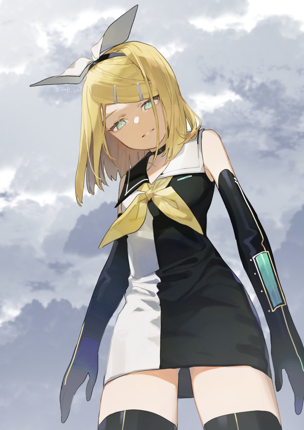 dress kagamine_rin thighhighs vocaloid yamada_ichi