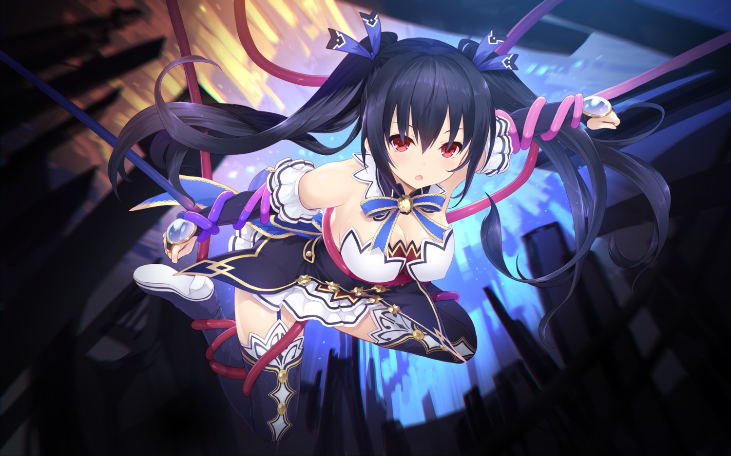 bondage cait choujigen_game_neptune cleavage heels noire stockings tentacles thighhighs