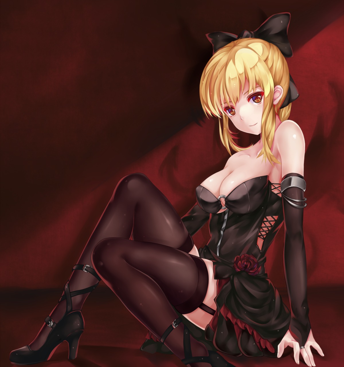 dress erect_nipples heels no_bra skirt_lift stockings thighhighs zombie-andy