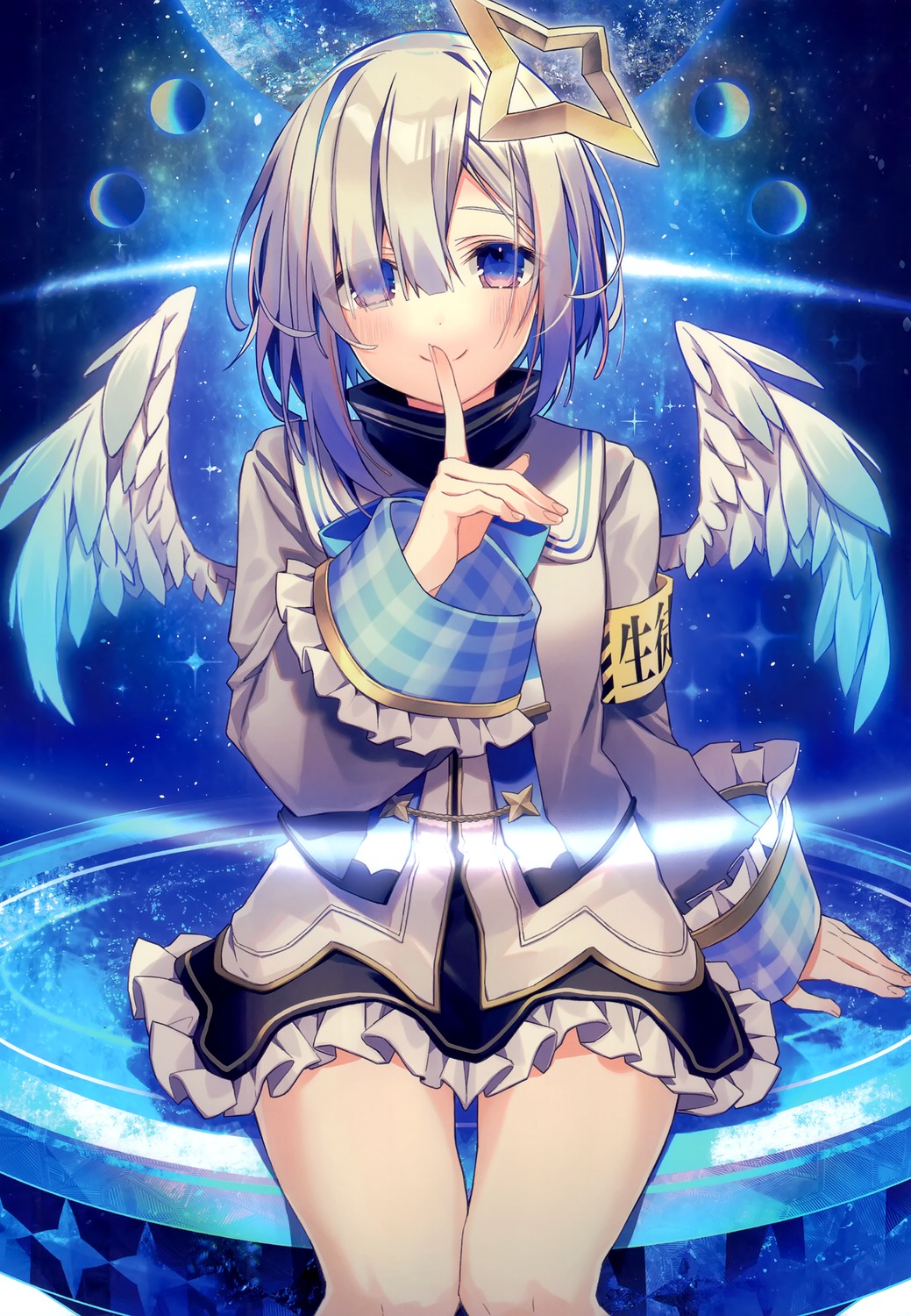 amane_kanata angel dress hololive oshioshio oshioshio_(circle) wings