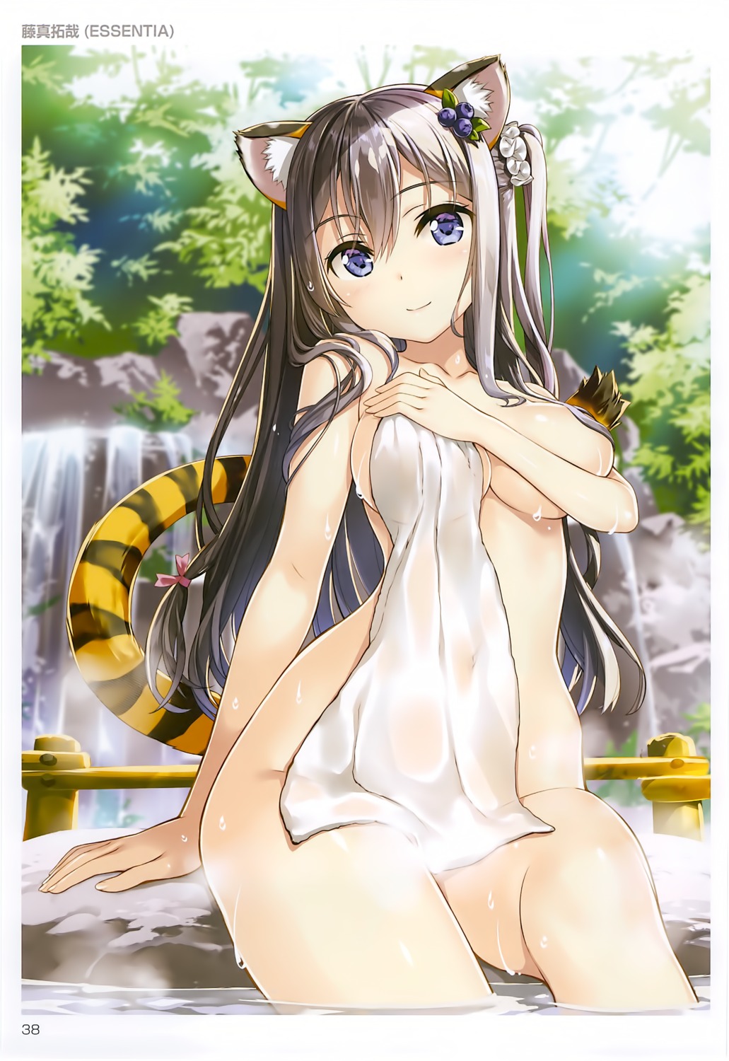 animal_ears breast_hold fujima_takuya naked onsen overfiltered tail toranoana towel wet