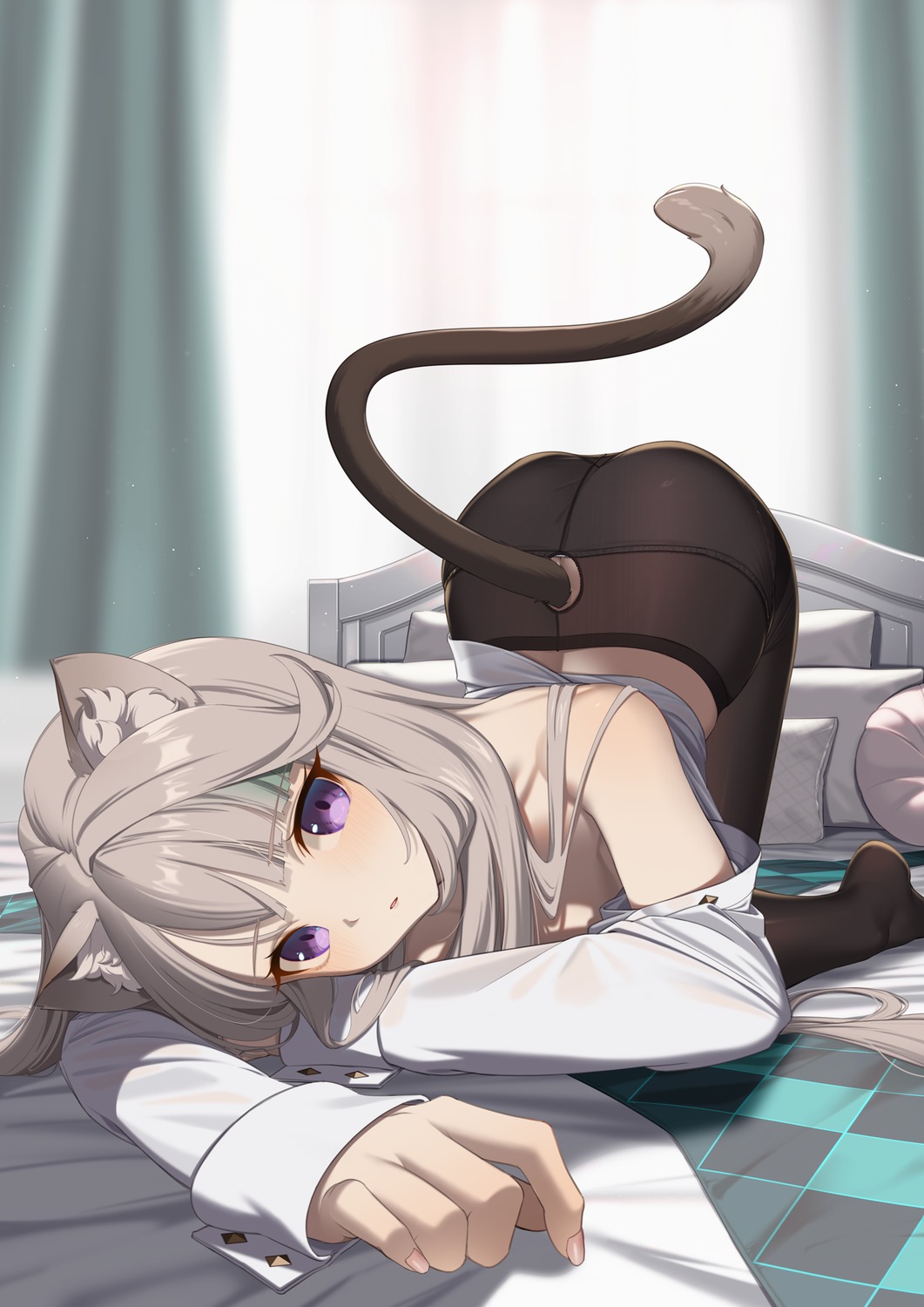 animal_ears genshin_impact lynette_(genshin_impact) meda nekomimi pantyhose tail