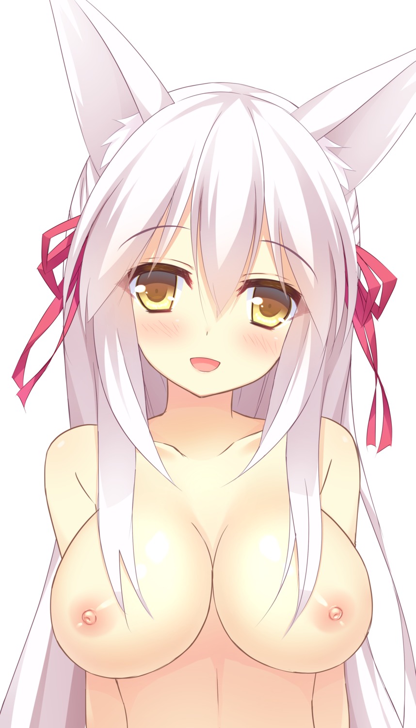 animal_ears haku_(irotoridori_no_sekai) irotoridori_no_sekai minatsuki_kou naked nipples