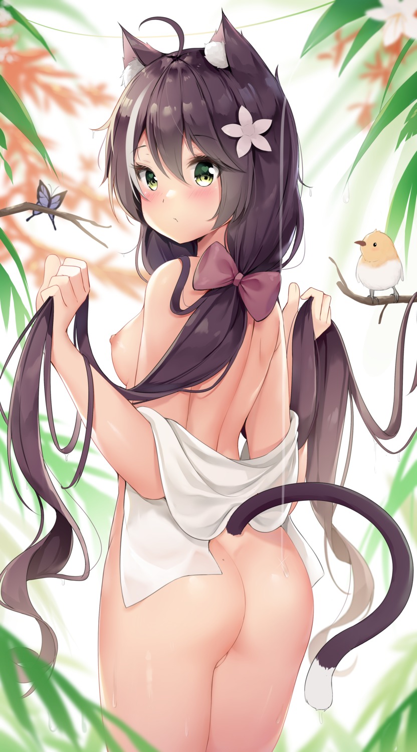 animal_ears ass chintora0201 karyl_(princess_connect) naked nekomimi nipples princess_connect princess_connect!_re:dive pussy tail towel