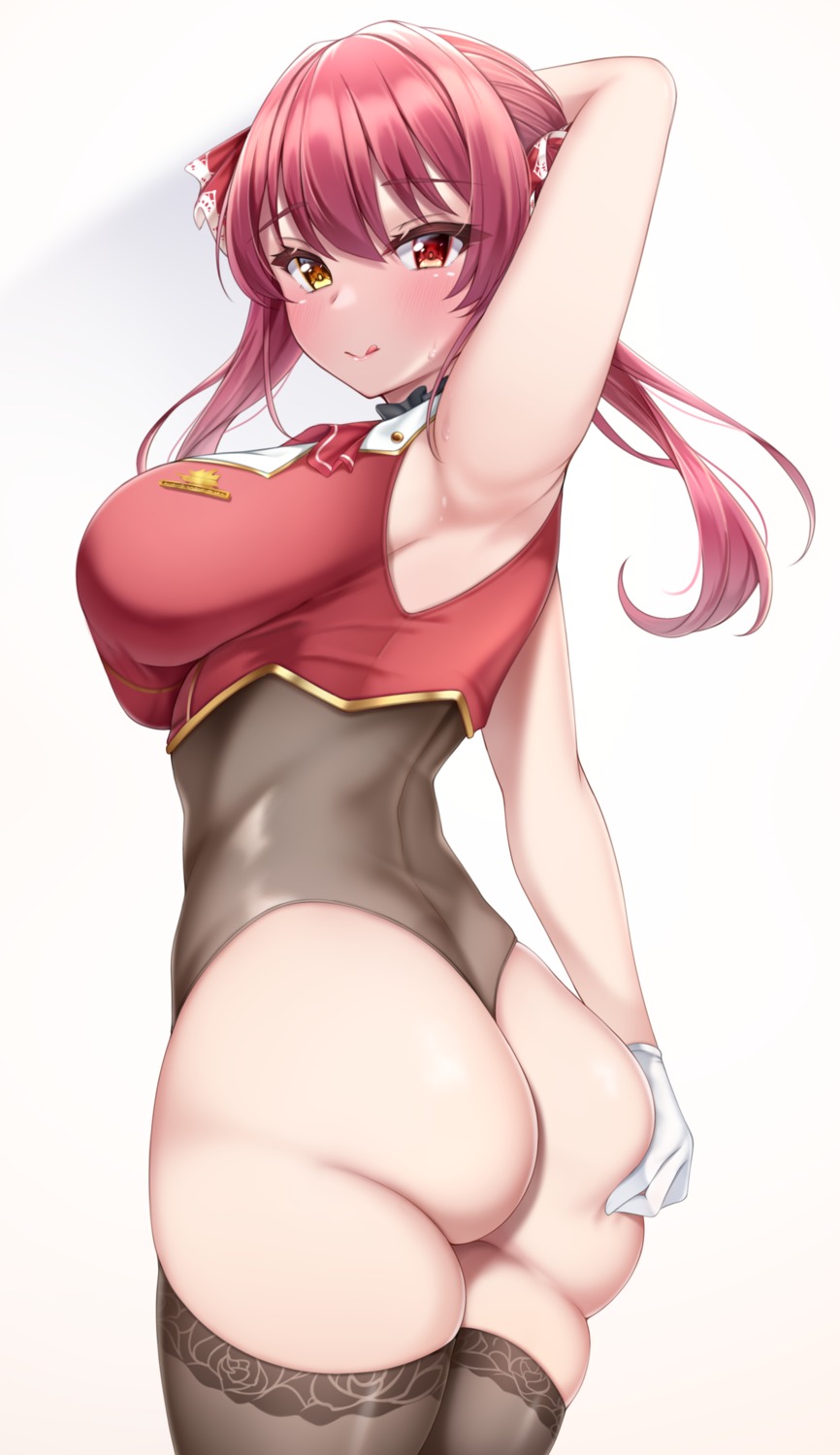 ass ass_grab heterochromia hololive houshou_marine leotard lomocya thighhighs