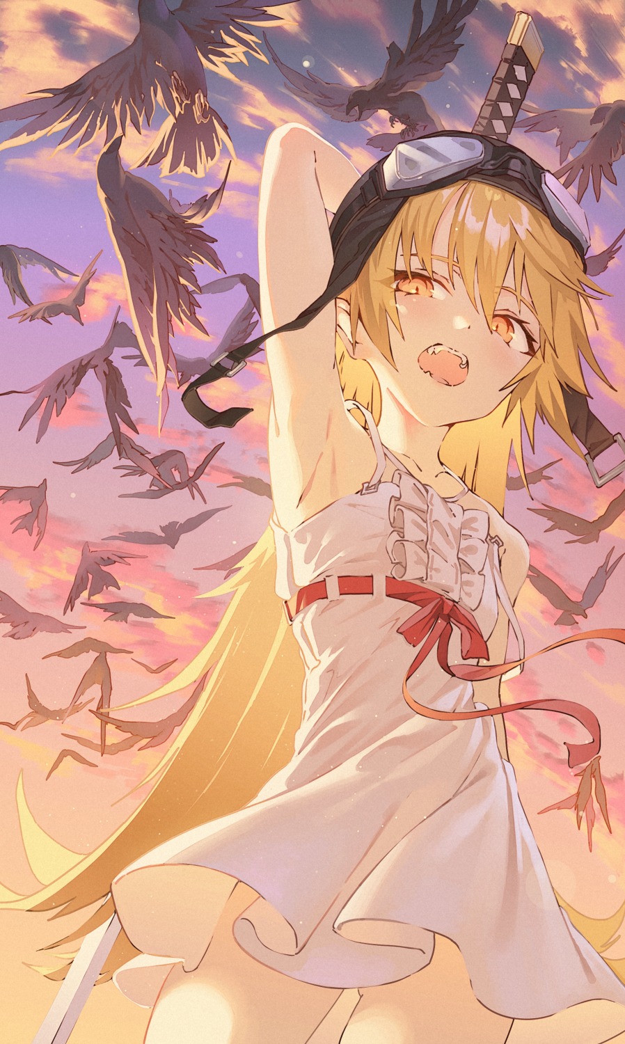 bakemonogatari dress hong megane monogatari_(series) oshino_shinobu summer_dress sword