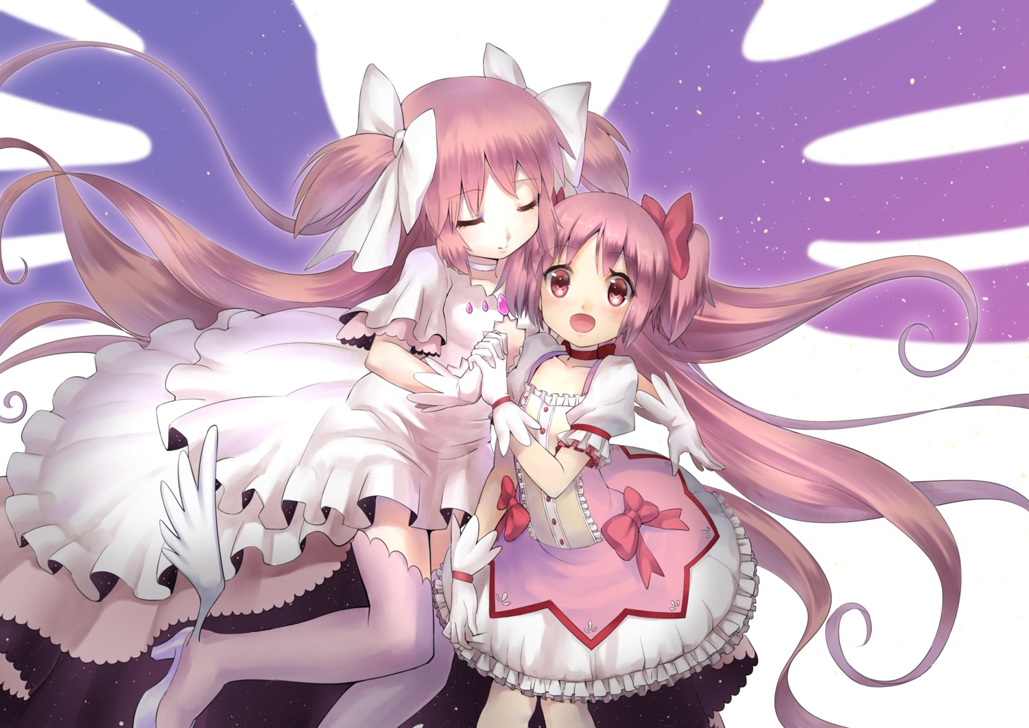 dress heels kaname_madoka puella_magi_madoka_magica rin2008 thighhighs ultimate_madoka wings