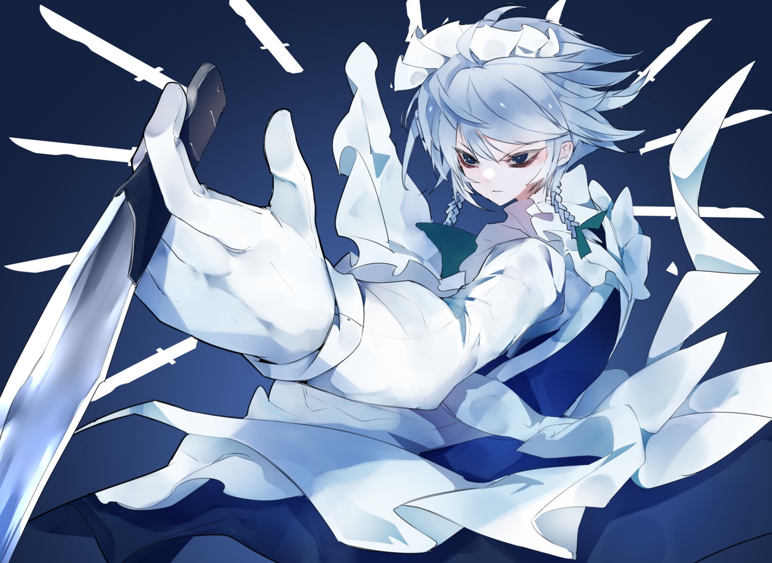 ikurauni izayoi_sakuya maid touhou weapon