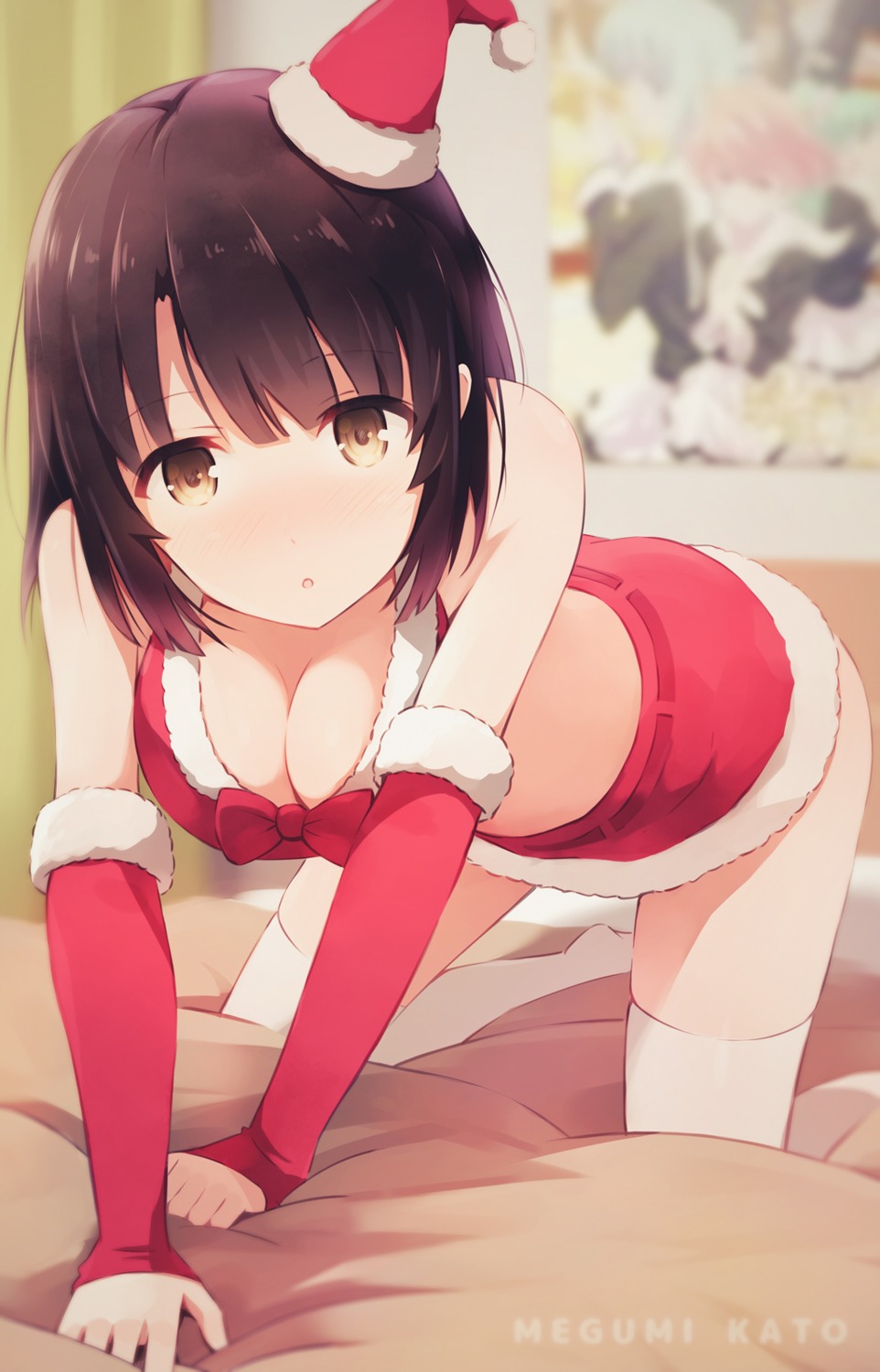 asou_(asabu202) christmas cleavage katou_megumi saenai_heroine_no_sodatekata thighhighs