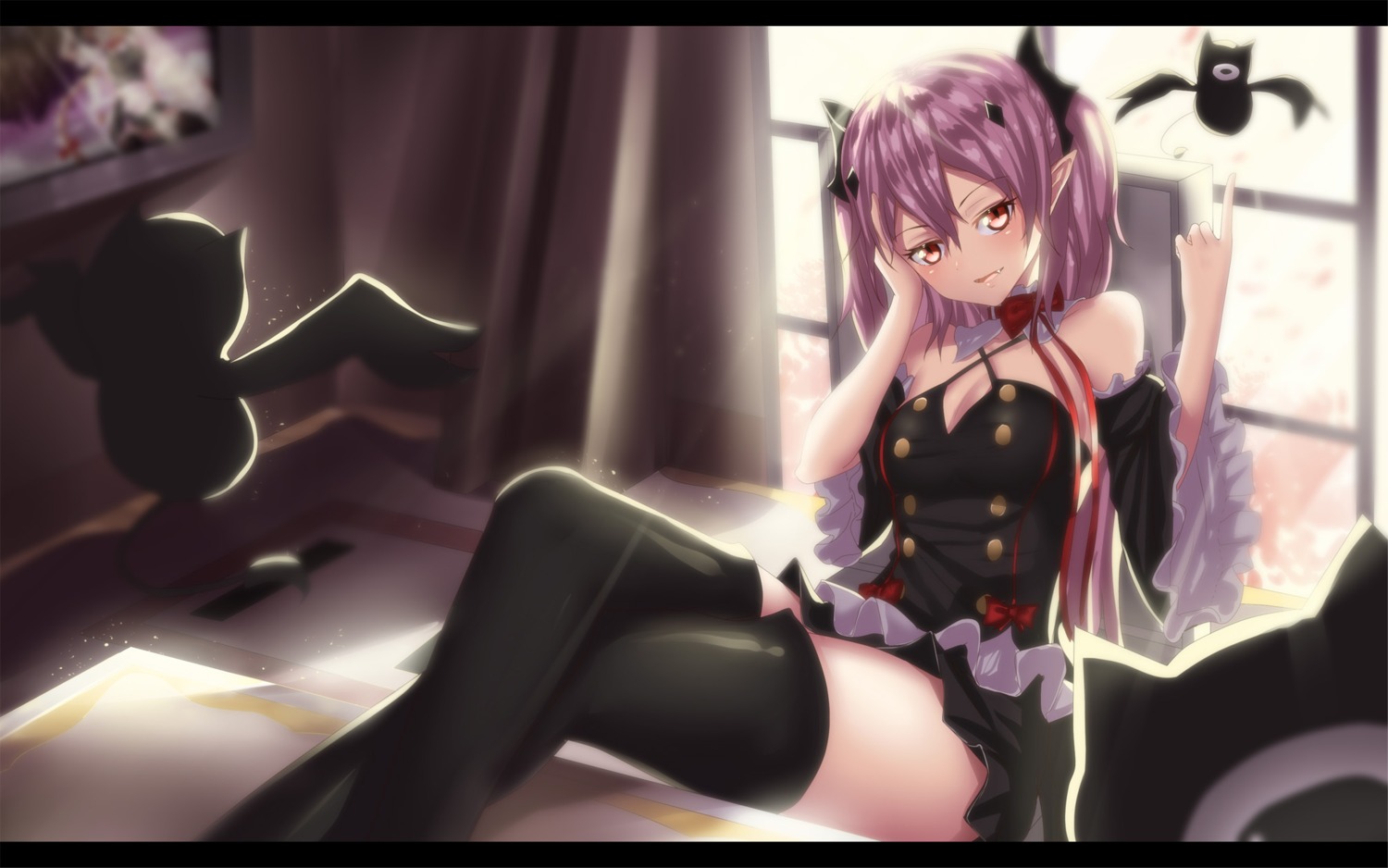 cleavage dress hk_(hk) krul_tepes owari_no_seraph thighhighs