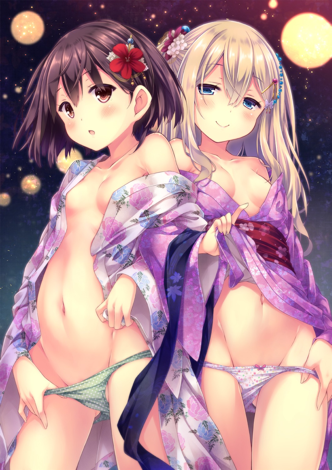 loli no_bra open_shirt pantsu panty_pull ryo_(botsugo) undressing yukata