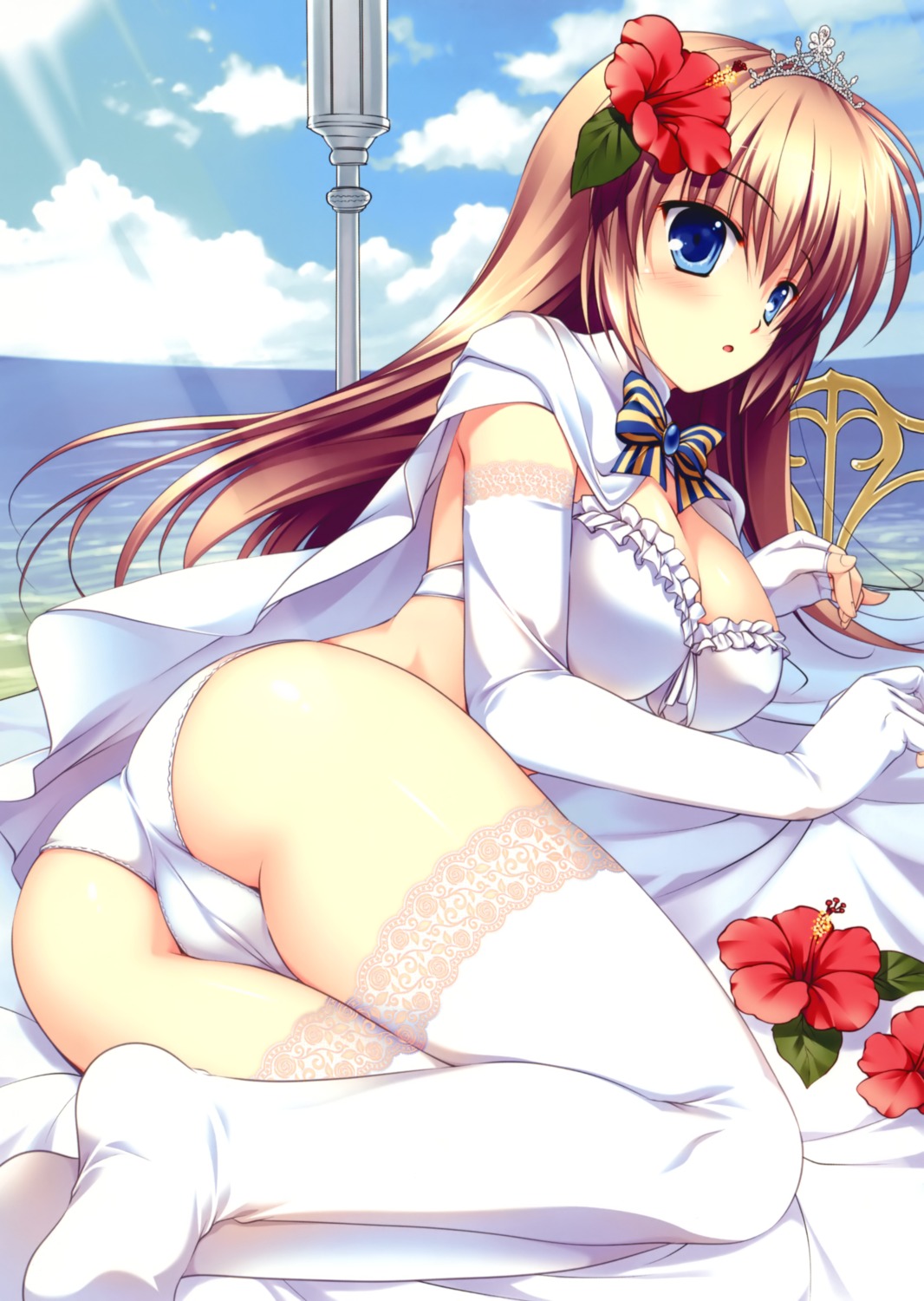 ass cameltoe cleavage dress mikeou pantsu thighhighs wedding_dress