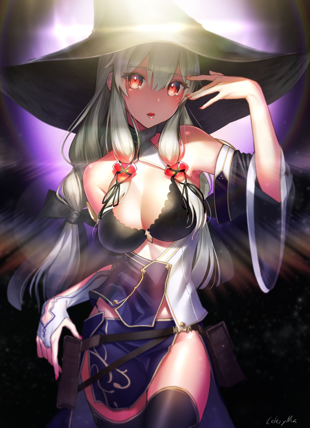 bra celeryma cleavage thighhighs witch