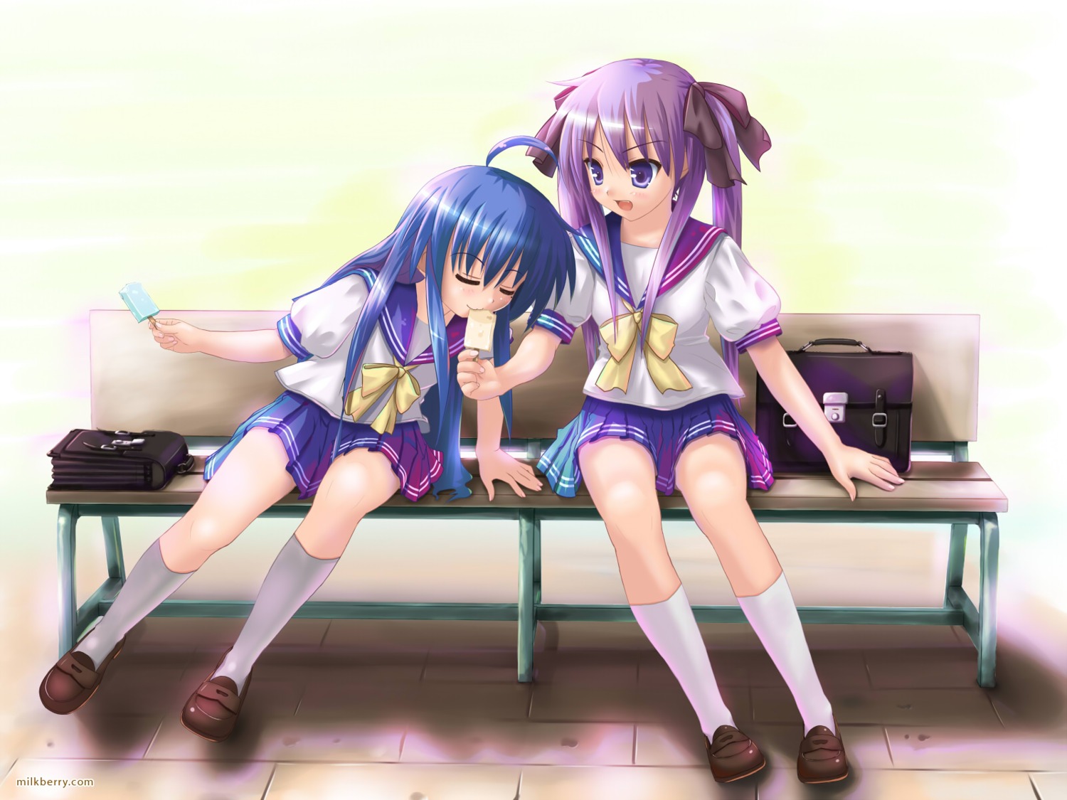 hiiragi_kagami izumi_konata kisaragi_miyu lucky_star seifuku wallpaper