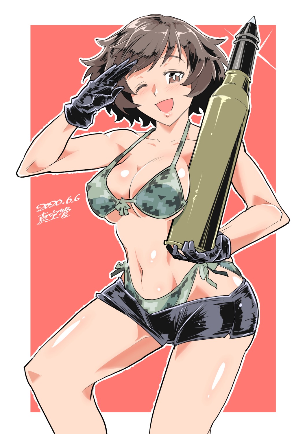 akiyama_yukari bikini cleavage girls_und_panzer shinkuukan_(tetsuo3) swimsuits