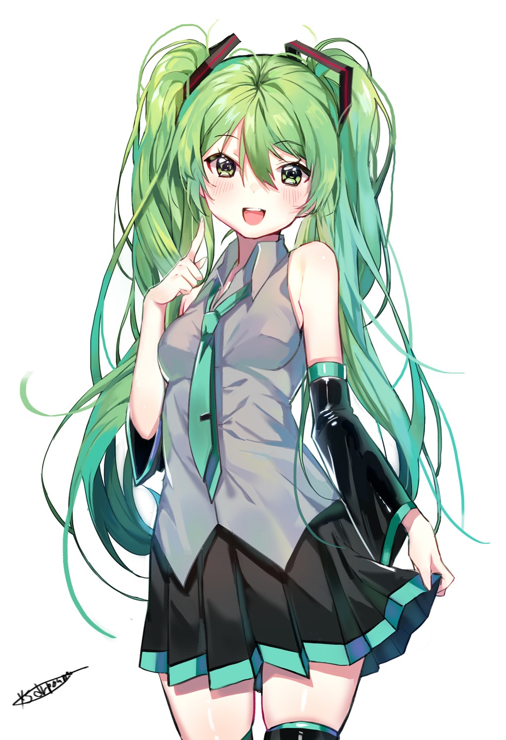 autographed dr_poapo hatsune_miku skirt_lift thighhighs vocaloid