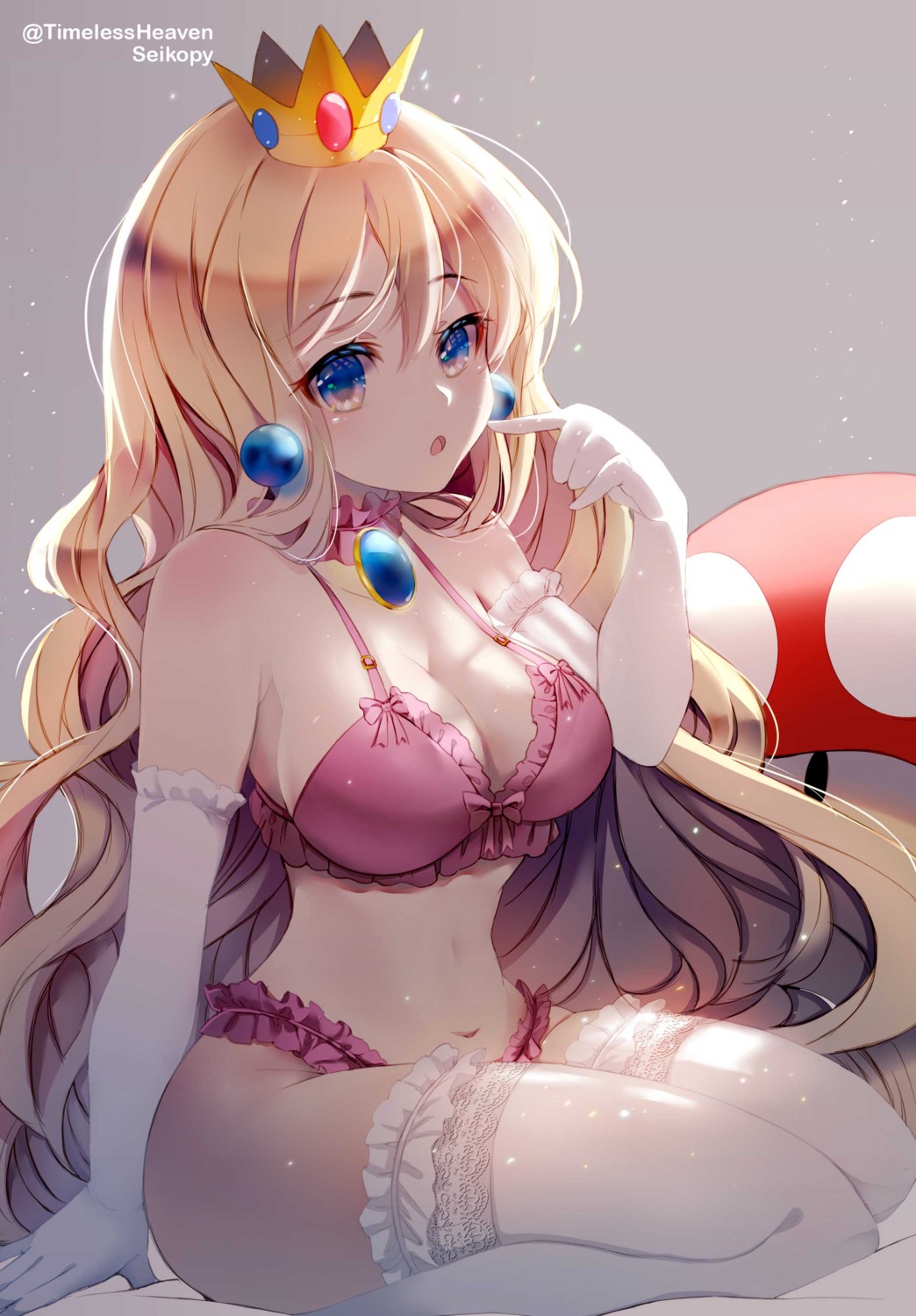 bra mario_bros. pantsu princess_peach_toadstool thighhighs timelessheaven