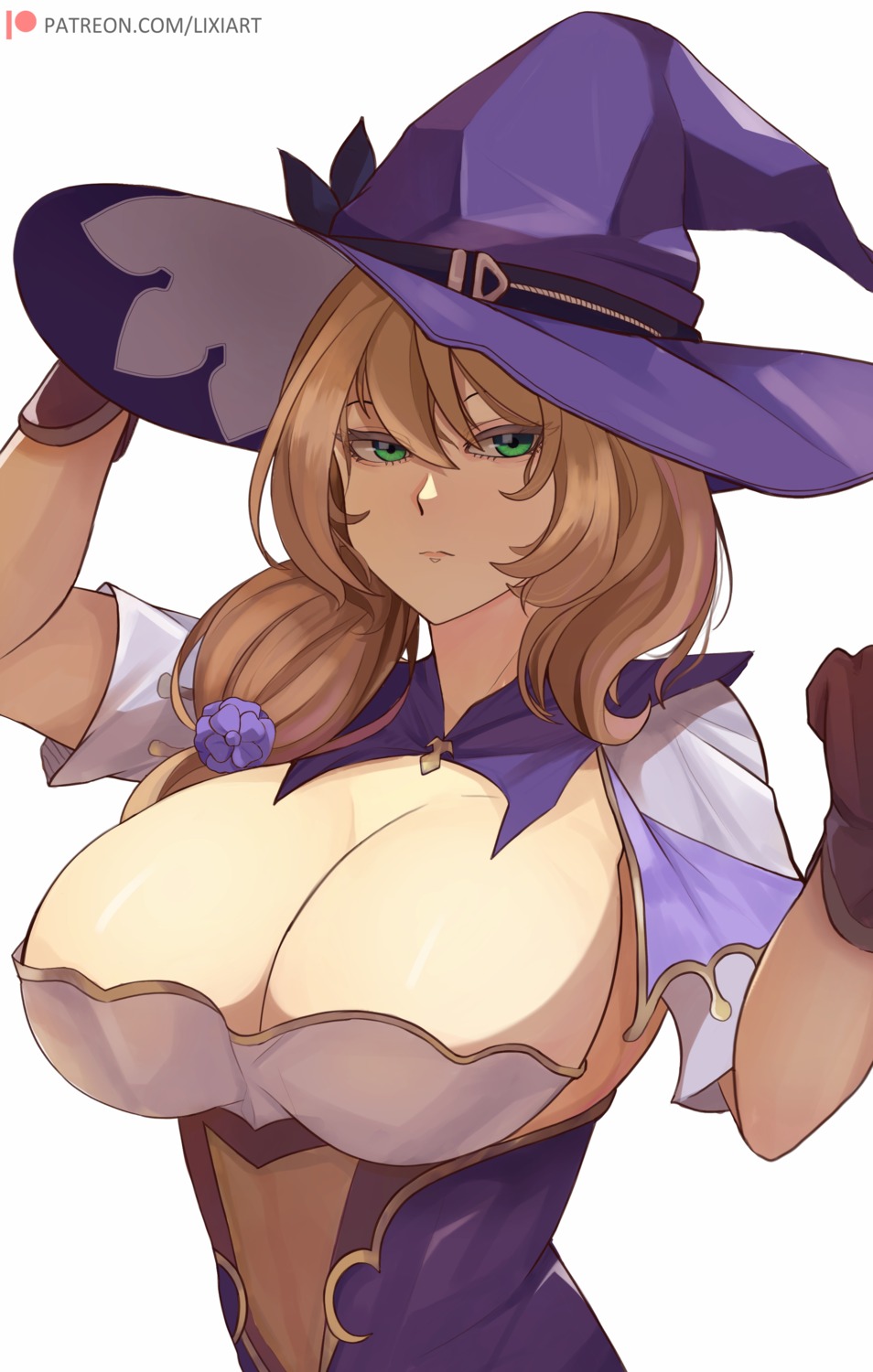 genshin_impact lisa_(genshin_impact) lixiart no_bra witch