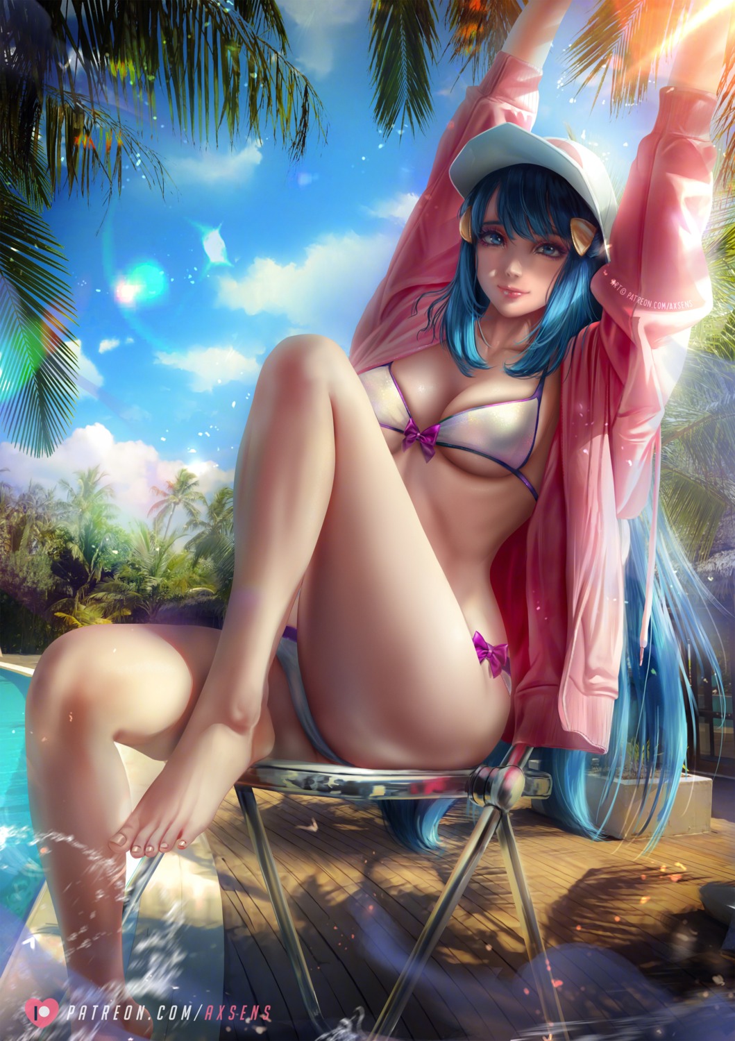 axsens bikini cameltoe erect_nipples feet hikari_(pokemon) open_shirt pokemon pokemon_bdsp pokemon_dppt swimsuits thong wet