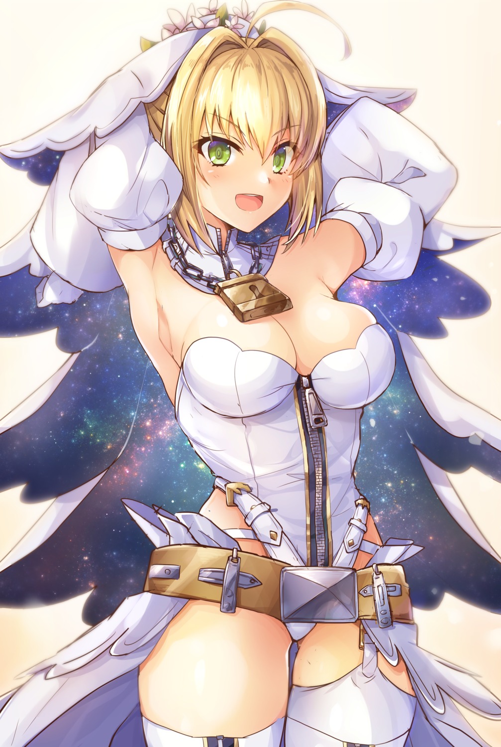 cleavage fate/grand_order leotard saber_bride saber_extra samoore stockings thighhighs