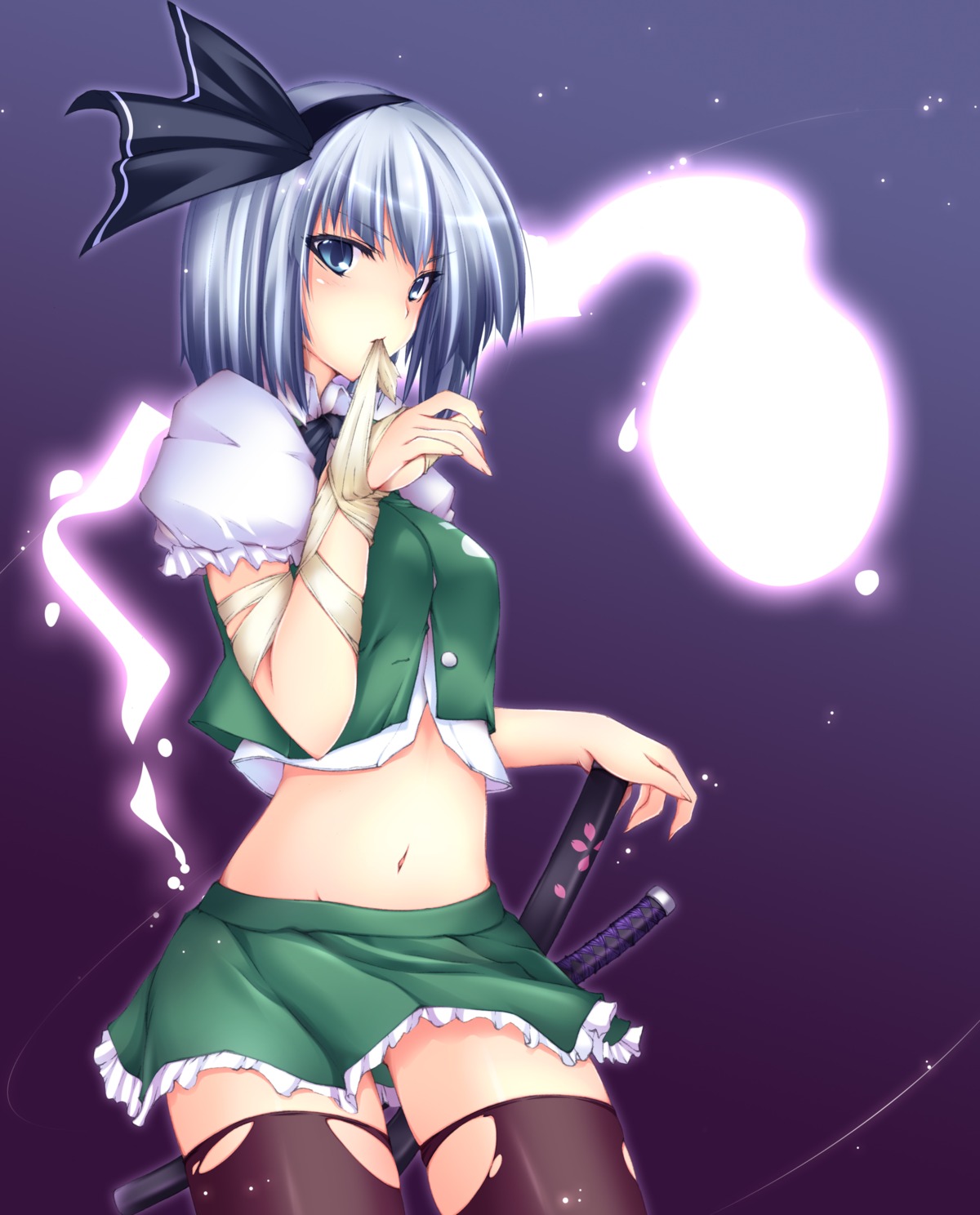 konpaku_youmu myon thighhighs torn_clothes touhou yui.h